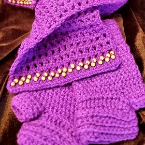 Handmade Crochet Scarf and Glove Set